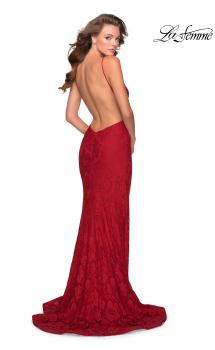 Picture of: Open Back Jersey Prom Dress with High Neckline in Red, Style: 28619, Main Picture