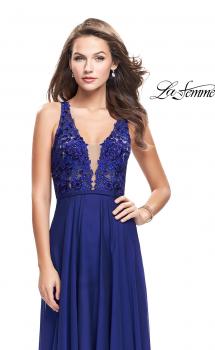 Picture of: A-line Prom Gown with Chiffon Skirt and Lace in Royal Blue, Style: 26061, Main Picture