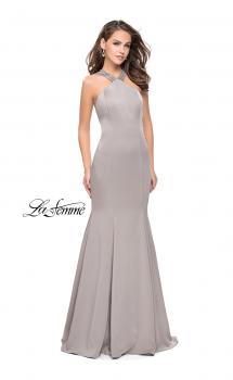 Picture of: Halter Mermaid Prom Dress with Metallic Beading in Silver, Style: 25763, Main Picture