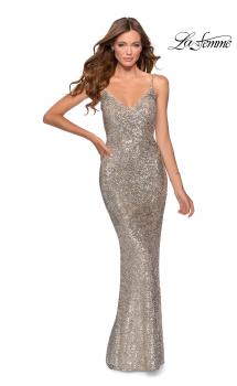 Picture of: Sequin Prom Dress with Cut Out Open Back in Silver, Style: 28657, Main Picture