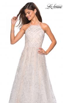 Picture of: High Neckline sequin A Line Prom Dress in White Nude, Style: 27451, Main Picture