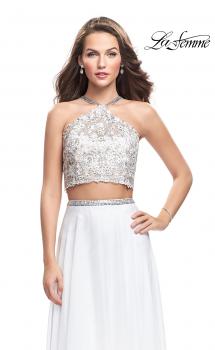 Picture of: Two Piece Dress with Chiffon Skirt and Lace Top in White, Style: 26288, Main Picture
