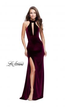 Picture of: Velvet Prom Dress with Open Back and Deep V Cut Out in Wine, Style: 25292, Main Picture