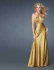 Picture of: Keyhole Halter Prom Dress with Beaded Bodice in Yellow, Style: 13704, Back Picture