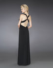 Picture of: Long Prom Gown with Criss Cross Back and Belt in Black, Style: 14180, Back Picture