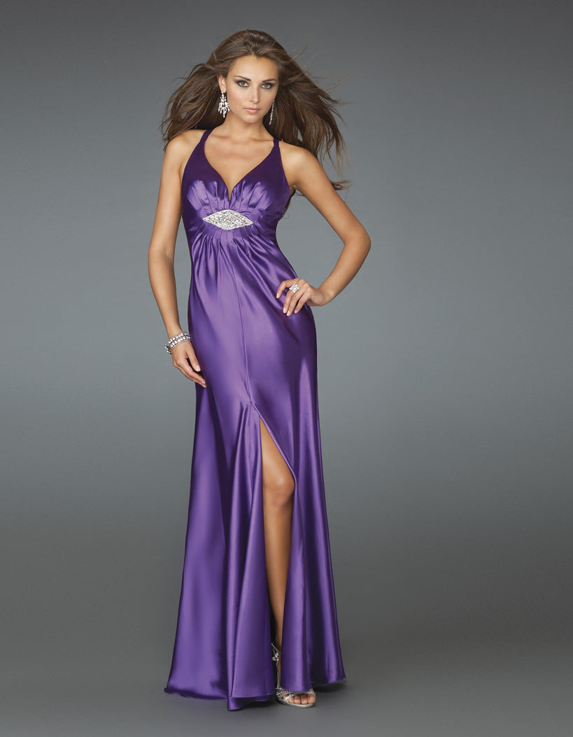 Picture of: Deep V Neck Prom Dress with Center Slit in Purple, Style: 14600, Main Picture