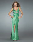 Picture of: Deep V Neck Prom Dress with Center Slit in Green, Style: 14600, Detail Picture 1