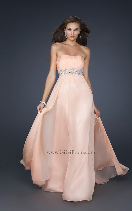 Picture of: Glam Long Prom Dress with Embellishments and Pleats in Orange, Style: 17656, Detail Picture 1