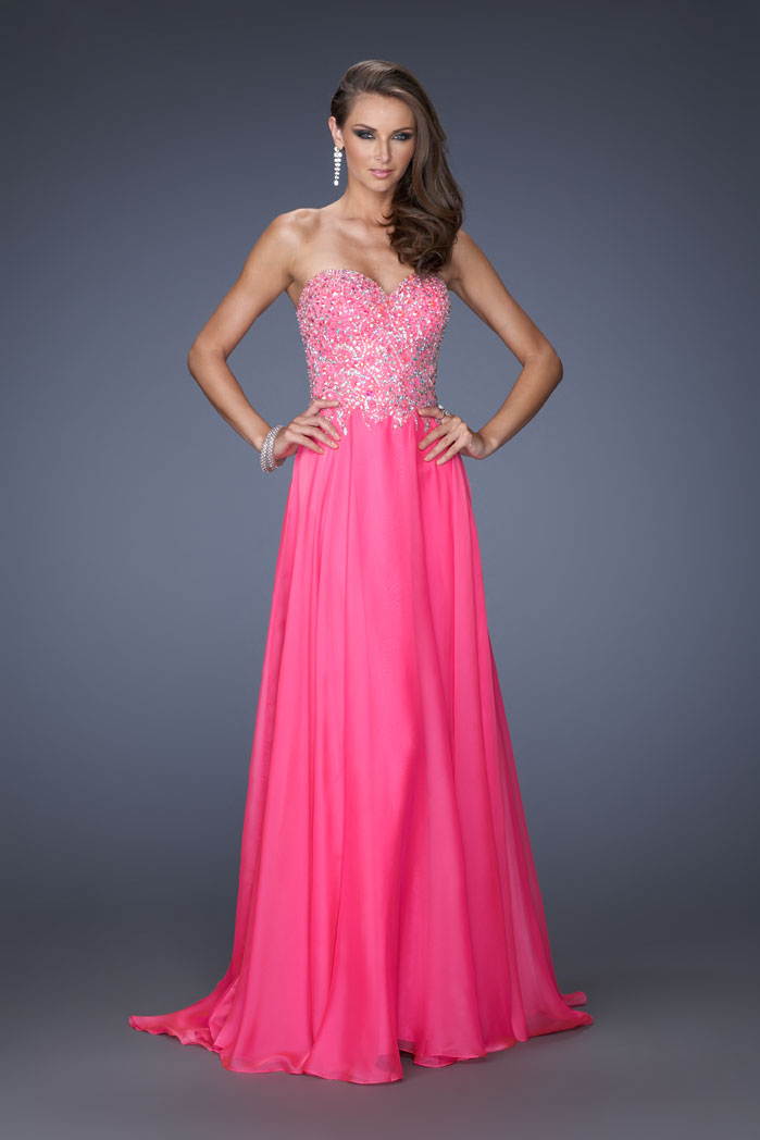 Picture of: Long Sweetheart Neckline Prom Gown with Rhinestones in Pink, Style: 19856, Detail Picture 1