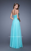 Picture of: Ruched and Beaded Long Chiffon Prom Dress in Aqua, Style: 20901, Back Picture
