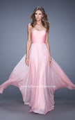 Picture of: Ruched and Beaded Long Chiffon Prom Dress in Pink, Style: 20901, Detail Picture 1