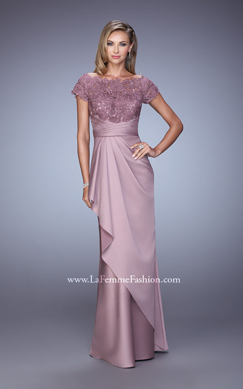 Picture of: Glam Evening Dress with Scoop Neckline and Lace Bodice in Pink, Style: 21620, Detail Picture 1