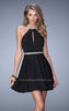 Picture of: Bold Jersey Short Dress with Halter Neckline and Stones in Black, Style: 22016, Detail Picture 1