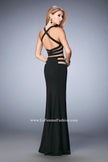 Picture of: Long Two Piece Mermaid Gown with Strappy Back in Black, Style: 22367, Back Picture