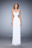 Picture of: Long Prom Gown with Open Back and Stud Detail in White, Style: 22729, Detail Picture 2