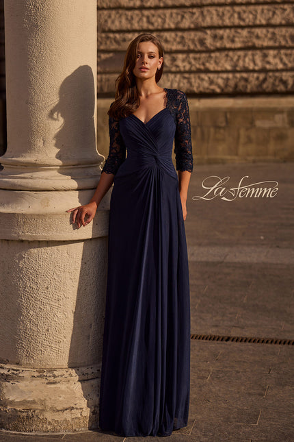 Picture of: Jersey Gown with Knot Detail and Lace Sleeves, Style: 23244, Main Picture