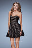 Picture of: Short Polka Dot Dress with A-line Skirt in Black, Style: 23392, Main Picture