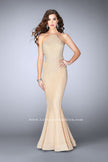 Picture of: Long High Neck Prom Dress with Open Back in Nude, Style: 24108, Detail Picture 1