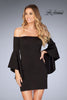 Picture of: Off the Shoulder Ruffle Sleeve Homecoming Dress in Black, Style: 25033, Main Picture