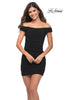 Picture of: Ruched Off the Shoulder Jersey Short Dress in Black, Main Picture
