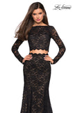Picture of: Stretch Lace Long Sleeve Two Piece Prom Dress in Black, Style: 27601, Detail Picture 4