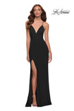 Picture of: Matte Jersey Long Dress with Lace Up Back in Red, Style 29708, Detail Picture 4