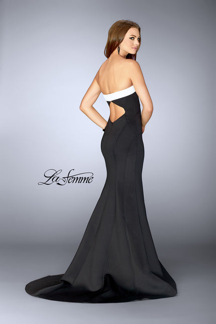 Picture of: Black and White Strapless Neoprene Dress in Black and White, Style: 24715, Back Picture