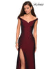 Picture of: Elegant Off the Shoulder Dress with Side Leg Slit in Burgundy, Style: 27587, Detail Picture 1