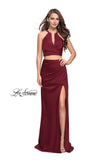 Picture of: Two Piece Jersey Prom Dress with Wrap Style Ruching in Burgundy, Style: 25731, Detail Picture 2