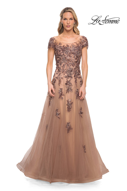 Picture of: Gorgeous Beaded and Tulle A-line Gown in Brown, Style: 30197, Main Picture