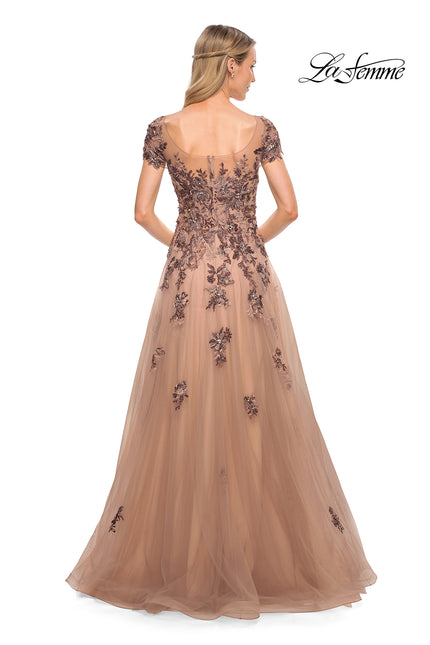 Picture of: Gorgeous Beaded and Tulle A-line Gown in Brown, Style: 30197, Back Picture