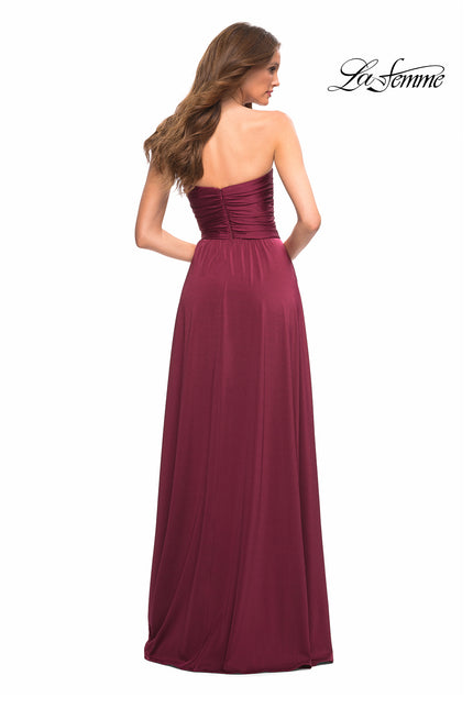 Picture of: Simple Strapless Jersey Dress with High Slit in Purple, Style: 30700, Back Picture