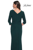 Picture of: Long Jersey Evening Dress with Square Neckline and Sleeves in Hunter Green, Style: 30883, Detail Picture 4