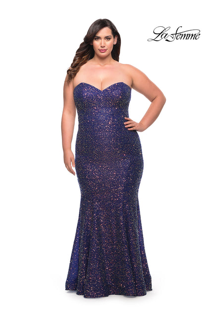 Picture of: Sweetheart Strapless Sequin Plus Size Dress in Indigo, Style: 30774, Main Picture