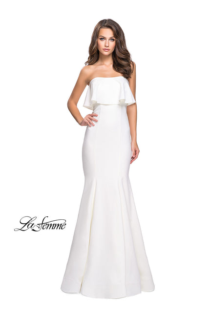 Picture of: Strapless Mermaid Prom Dress with Ruffles in Ivory, Style: 25419, Detail Picture 2