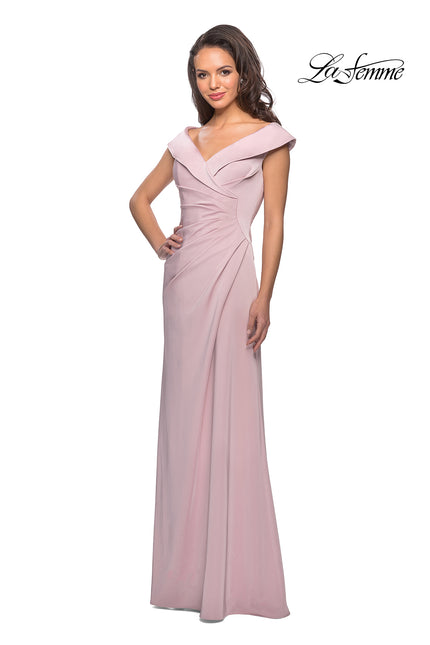 Picture of: Satin Floor Length Gown with Ruched Detailing in Light Blush, Style: 26523, Detail Picture 5