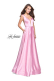 Picture of: Satin A line Prom Dress with Deep V Back in Light Pink, Style: 25455, Main Picture