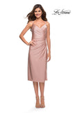 Picture of: Jersey Midi Dress with Slit and Wrap Style Ruching in Mauve, Style 30918, Detail Picture 4