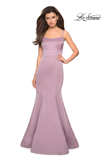 Picture of: Fitted Long Dress with Seams and Large Gold Zipper in Mauve, Style: 27524, Detail Picture 1