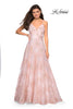 Picture of: Empire Waist Prom Dress with Metallic Floral Accents in Pink Multi, Style: 27549, Main Picture