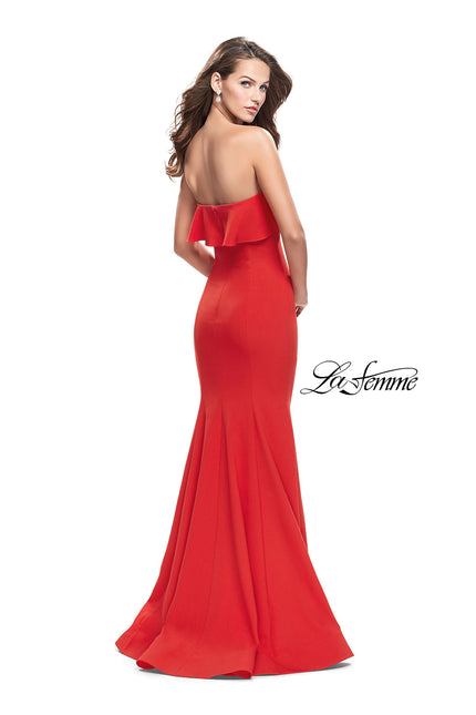 Picture of: Strapless Mermaid Prom Dress with Ruffles in Poppy Red, Style: 25419, Back Picture
