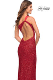 Picture of: One Shoulder Luxurious Soft Sequin Dress with Slit in Red, Style: 30562, Detail Picture 8