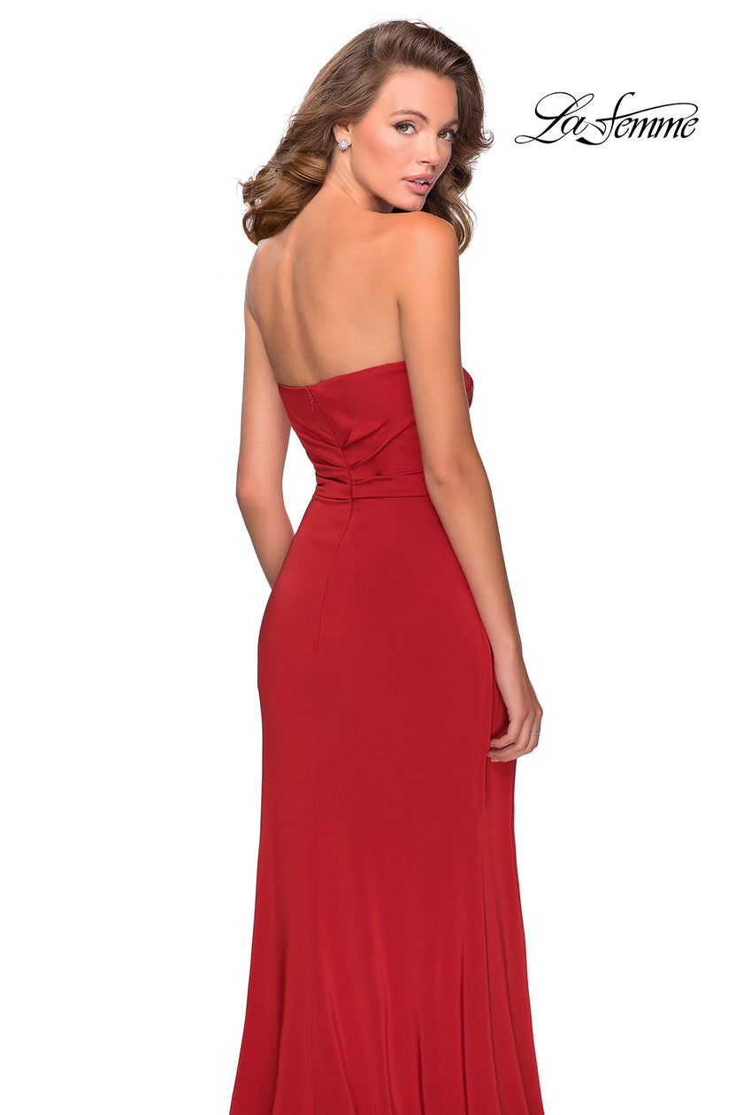 Picture of: Strapless Jersey Prom Dress with All Over Ruching in Red, Style: 28334, Detail Picture 2
