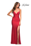 Picture of: Intricate Criss-Cross Ruched Bodice Prom Dress in Red, Detail Picture 6