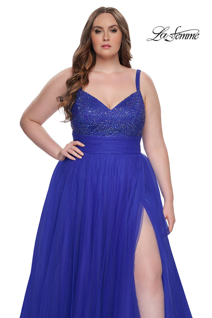 Picture of: A-Line Plus Size Prom Dress with Rhinestone Bodice in Royal Blue, Style: 31251, Main Picture