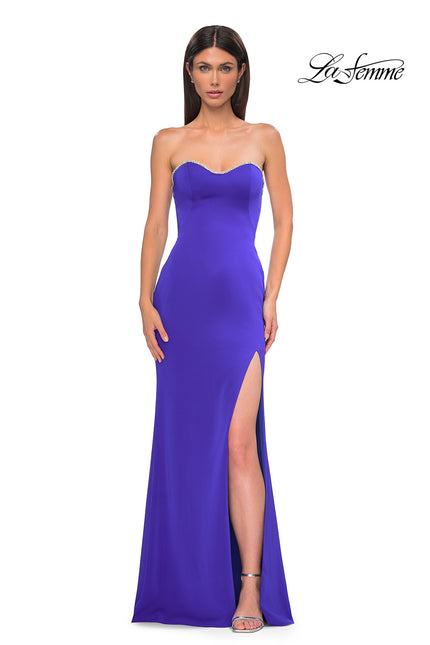 Picture of: Chic Jersey Evening Dress with Rhinestone Neckline in Royal Blue, Style 32733, Detail Picture 6