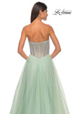 Picture of: Neon A-Line Tulle Prom Dress with Rhinestone Fishnet Bodice in Sage, Style: 32445, Detail Picture 18