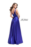 Picture of: Satin A line Prom Dress with Deep V Back in Sapphire Blue, Style: 25455, Back Picture