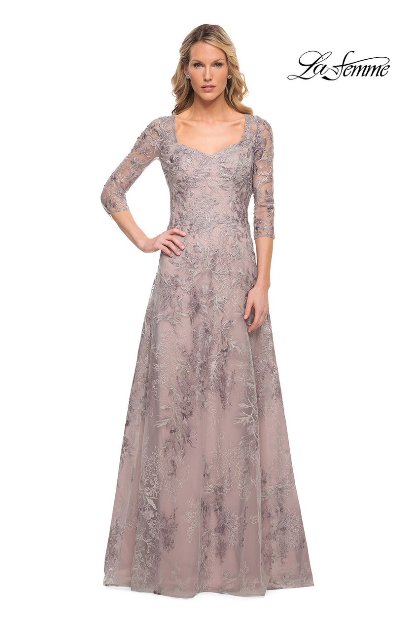 Picture of: Lace Mother of the Bride Dress with Full Skirt in Silver, Style: 30078, Detail Picture 3