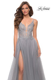 Picture of: Tulle A Line Gown with Lace Rhinestone Bodice in Silver, Style 29686, Detail Picture 7